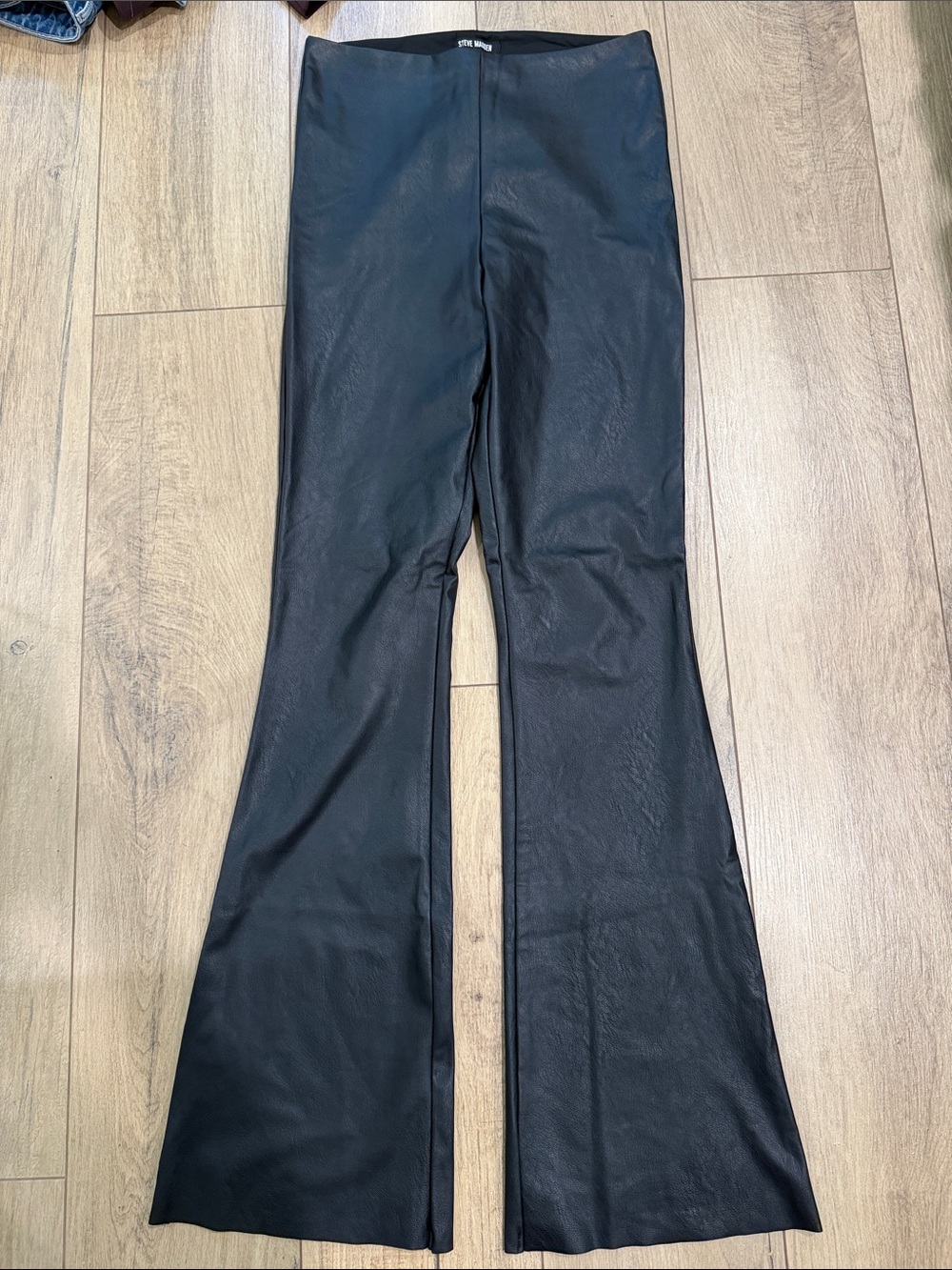 Steve Madden Black Faux Leather Flare Pants